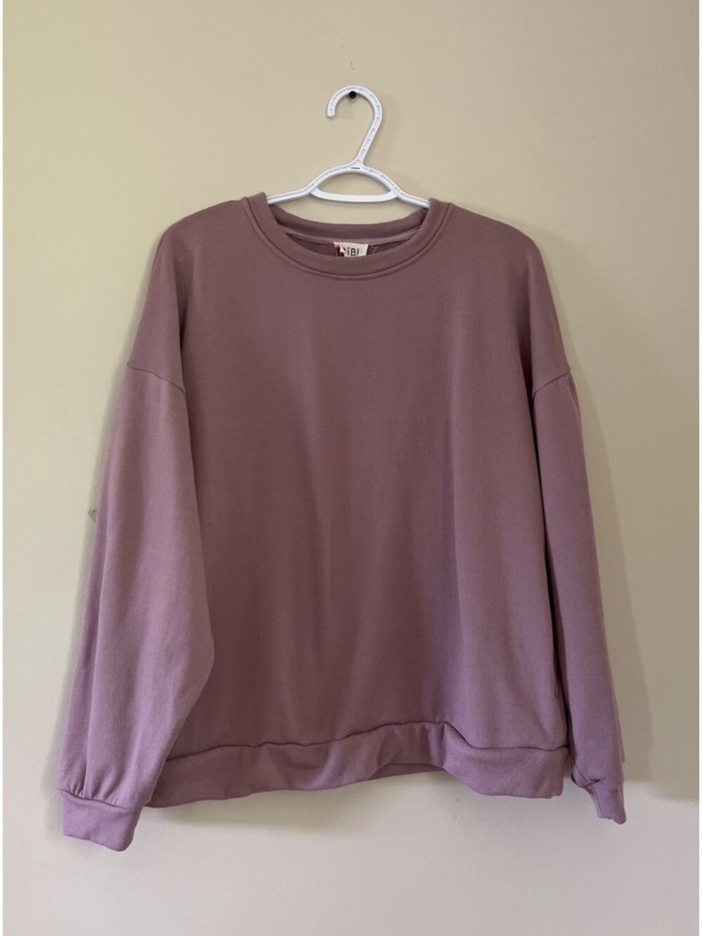 Bibi Womens Small Long Sleeve Purple Pullover Sweatshirt Side Pockets Crewneck